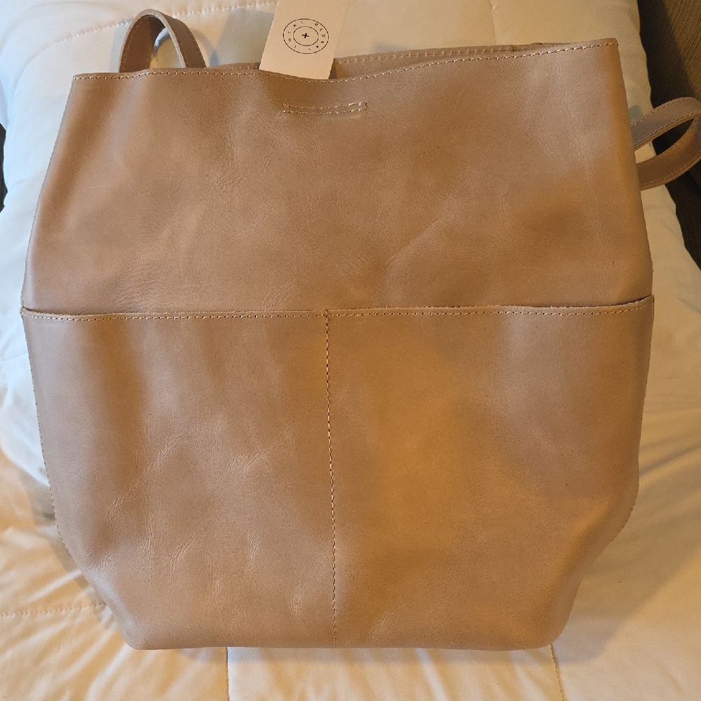 Able Selam Leather Convertable Handbag / Backpack In Fog
